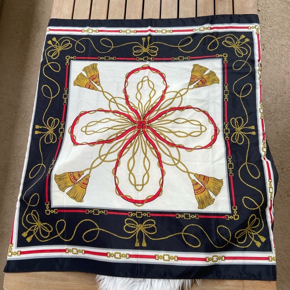 Black, Red, and Gold Tassel Horse Bit Scarf - Picture 2 of 6